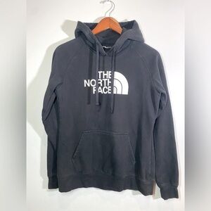 EUC Northface Hoodie black with white logo size small